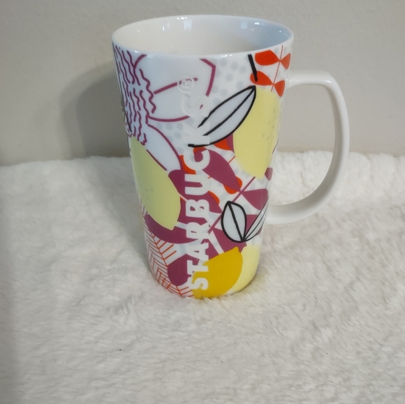 Starbucks Tropical Lemon Etched Fruit Ceramic Coffee Mug 16oz. - Picture 8 of 8